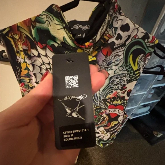 Ed Hardy Multicolor Graphic mesh with lining top and skirt - Picture 3 of 5